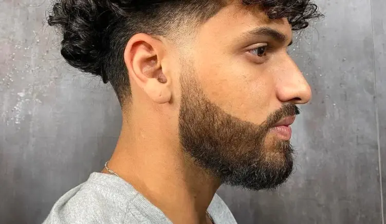 Curly Taper Fade with Beard