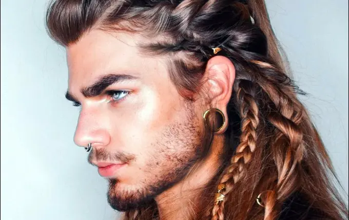 Braided Long Hair with Beard