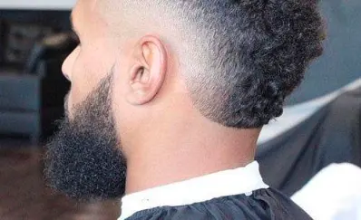Curly Burst Fade with Beard