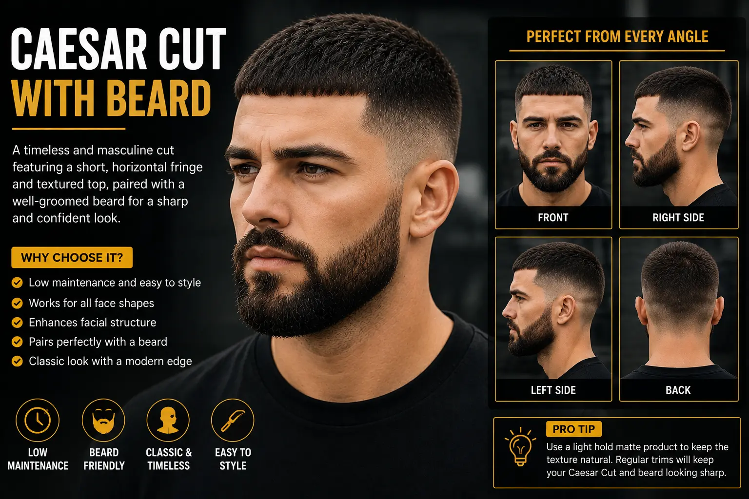 Caesar Cut with Beard