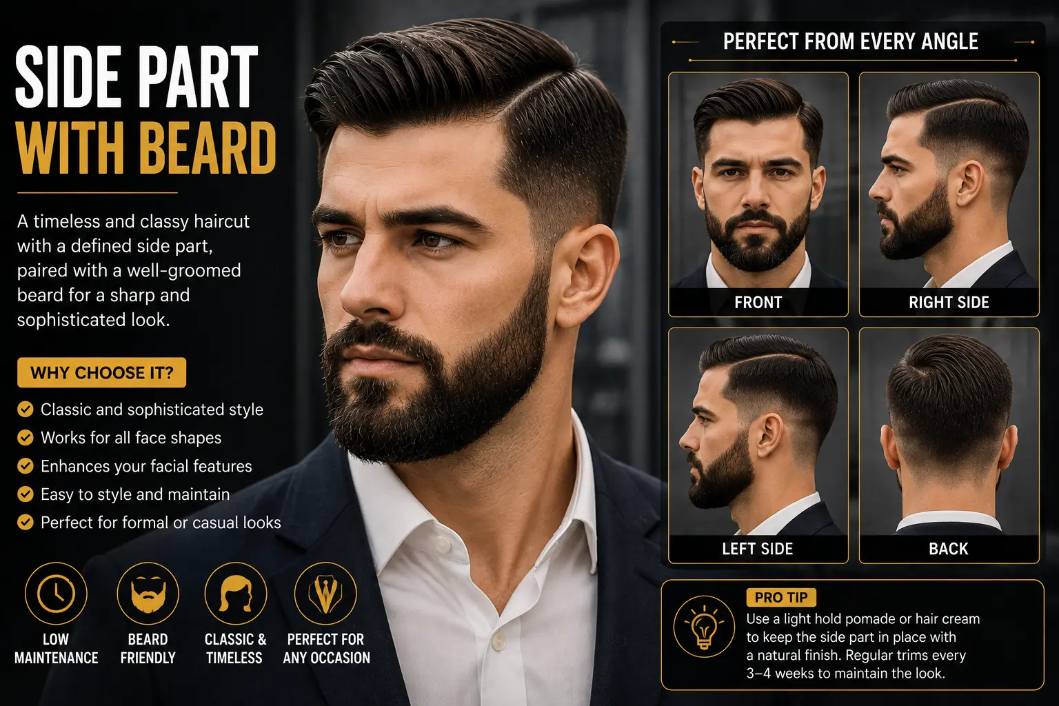 Side Part with Beard
