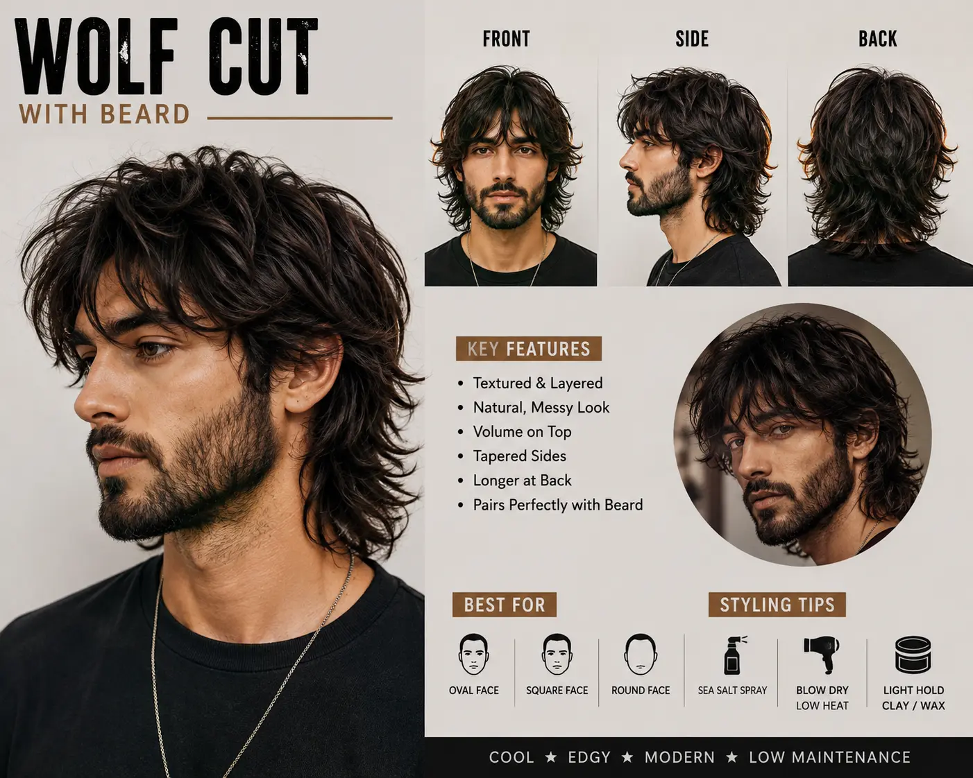 Wolf Cut with Beard